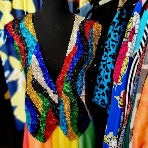 Jackets & Blazers - Multicolor Sequin Vest